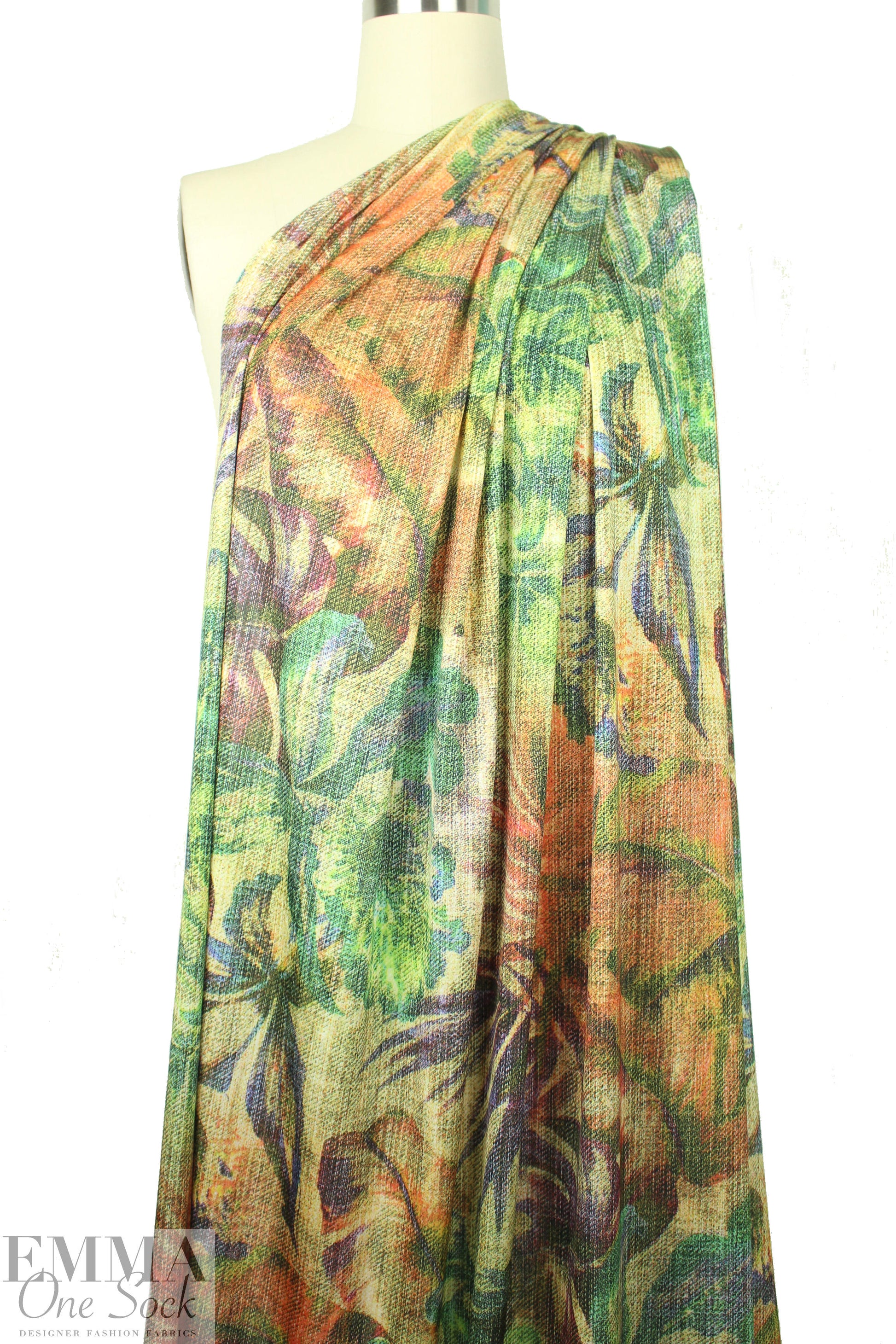 NY designer faux-textured floral poly/lycra knit