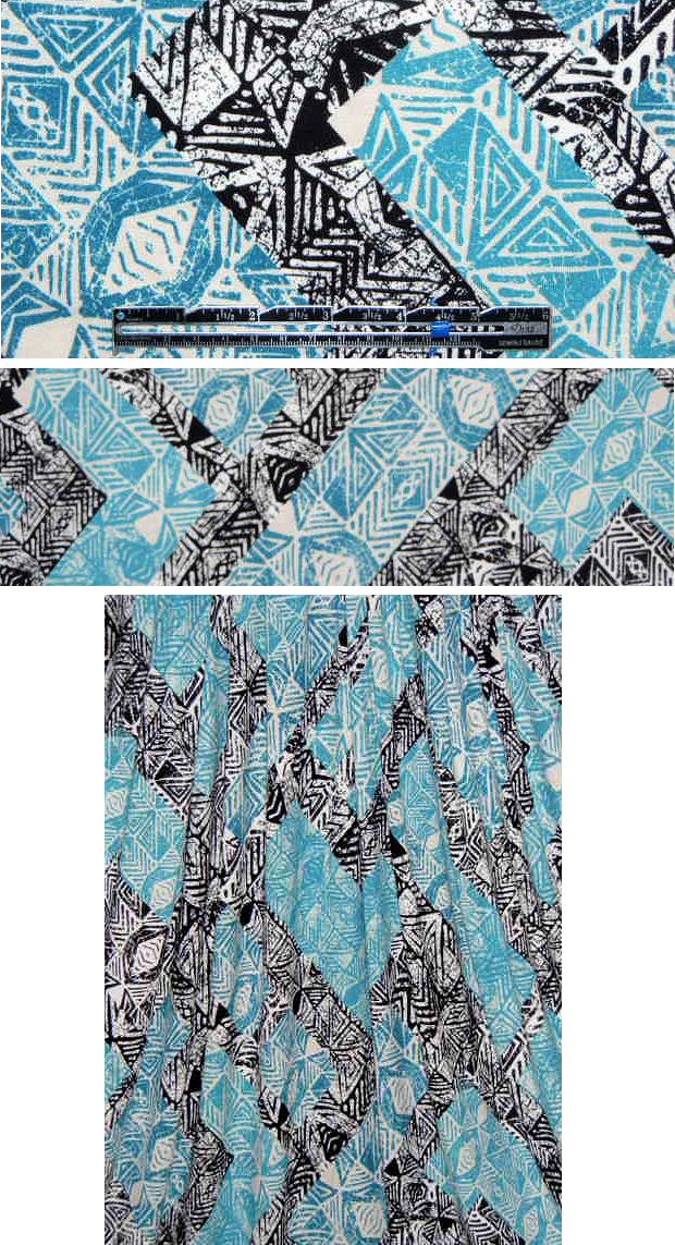 Betsey J. woodcut-inspired rayon/lycra knit .875 yds