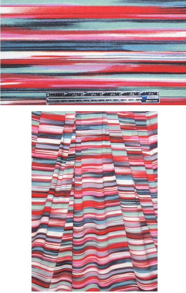 NY designer stripey abstract print knit 1.375 yd