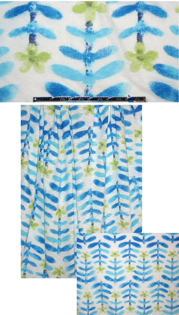 Betsey J. lime/turq flower stamp rayon/lycra knit 1.75 yd