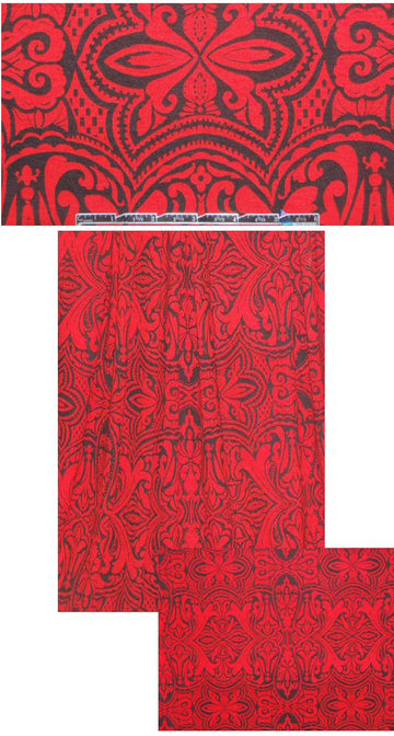 St. John valentino-red and black scroll print knit 1.125 yds