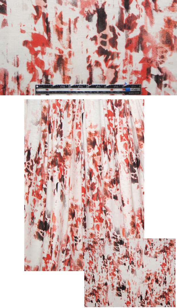 St. John coral/espresso/cream abstract print knit 1.75 yds