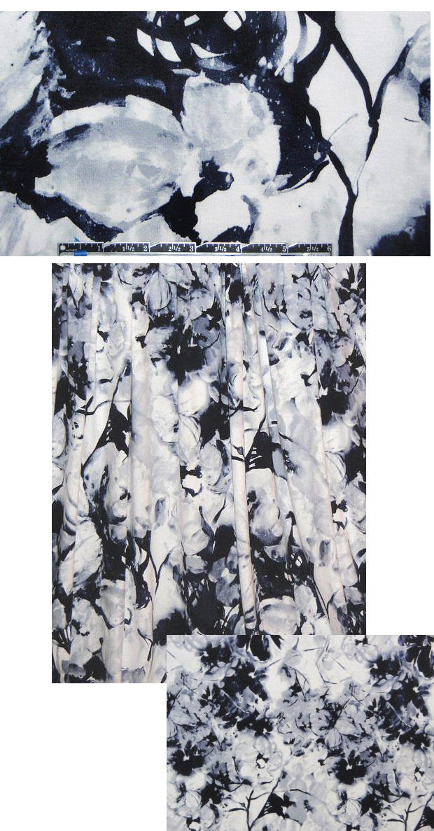 St. John black/white/gray floral print knit