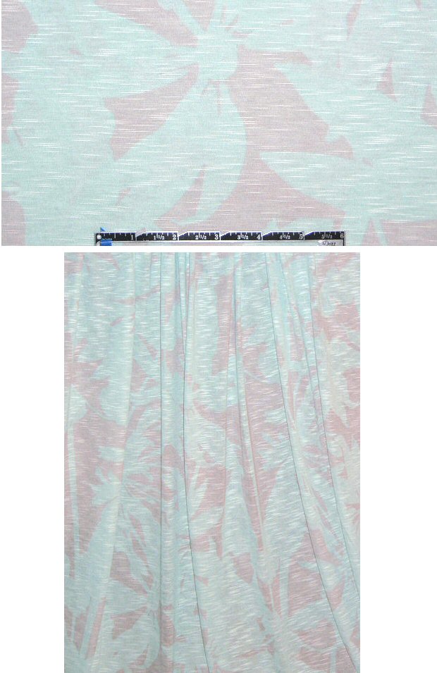 St. John silhouette floral slub knit - icy-mint/silver 1.375 yd