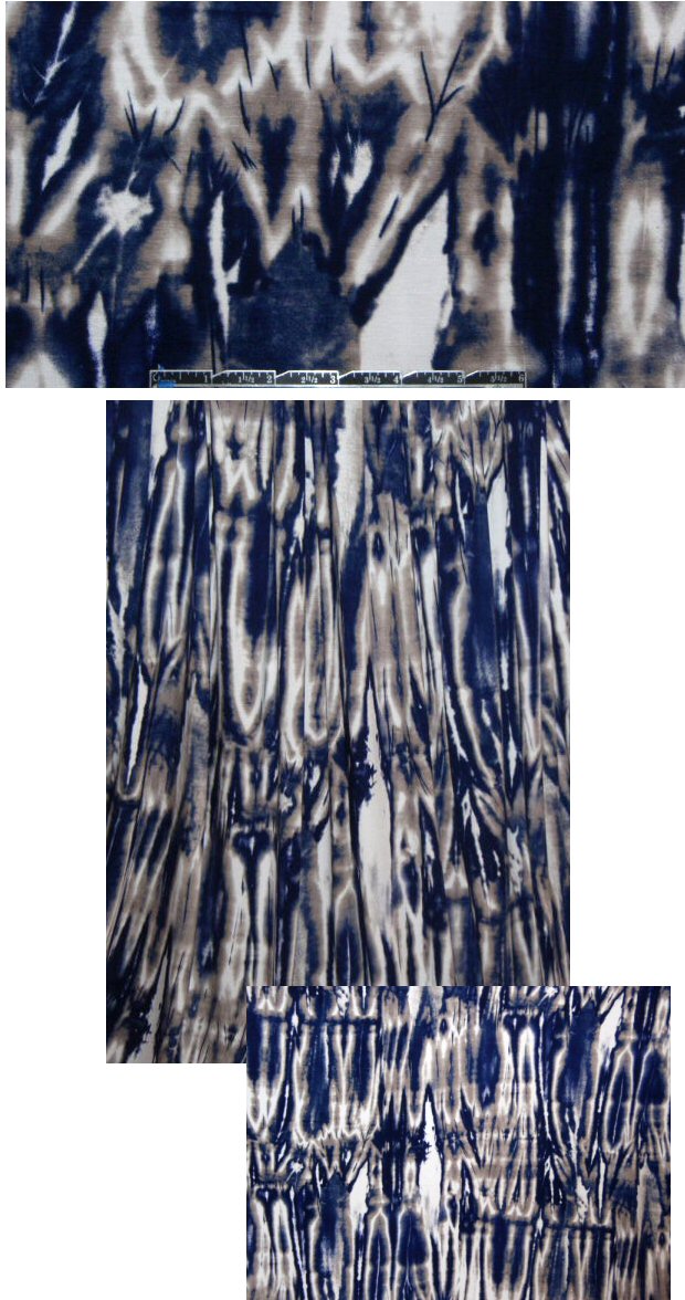 St. John navy/taupe batiky abstract print knit