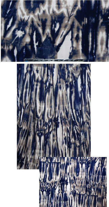 St. John navy/taupe batiky abstract print knit