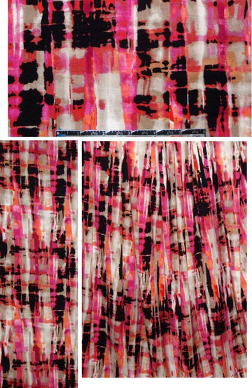designer pink crosshatch abstract rayon/lycra knit