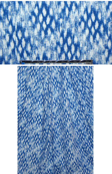 designer blue/white ikat-ish graphic rayon/lycra knit .80 yds