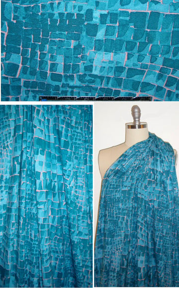 Karen Kane turquoise/pink cellular rayon/lycra knit
