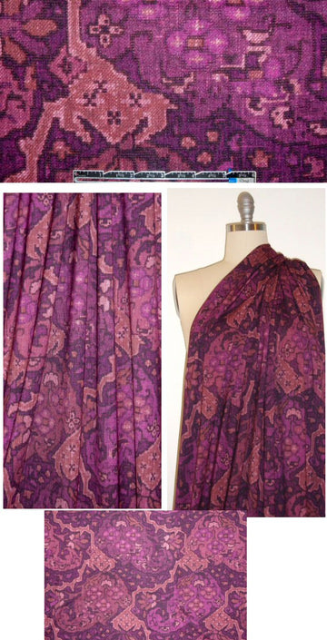 NY designer 'persian rug' rayon/lycra knit - plum 1.875 yds