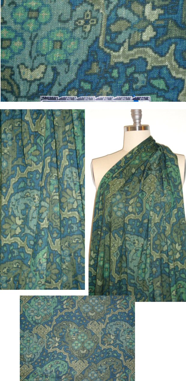 NY designer 'persian rug' rayon/lycra knit - teal .875 yds