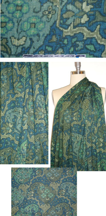 NY designer 'persian rug' rayon/lycra knit - teal .875 yds