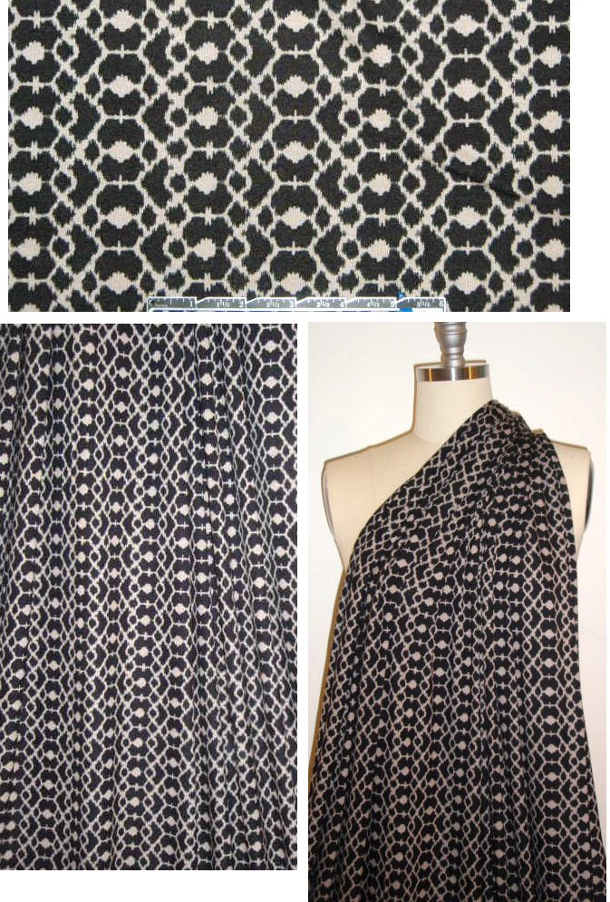 St. John black/taupe ikat print rayon knit