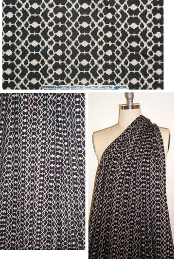 St. John black/taupe ikat print rayon knit 1.45 yds
