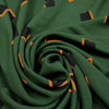 French geometric graphic viscose matte jersey knit - pine/orange 1 yard