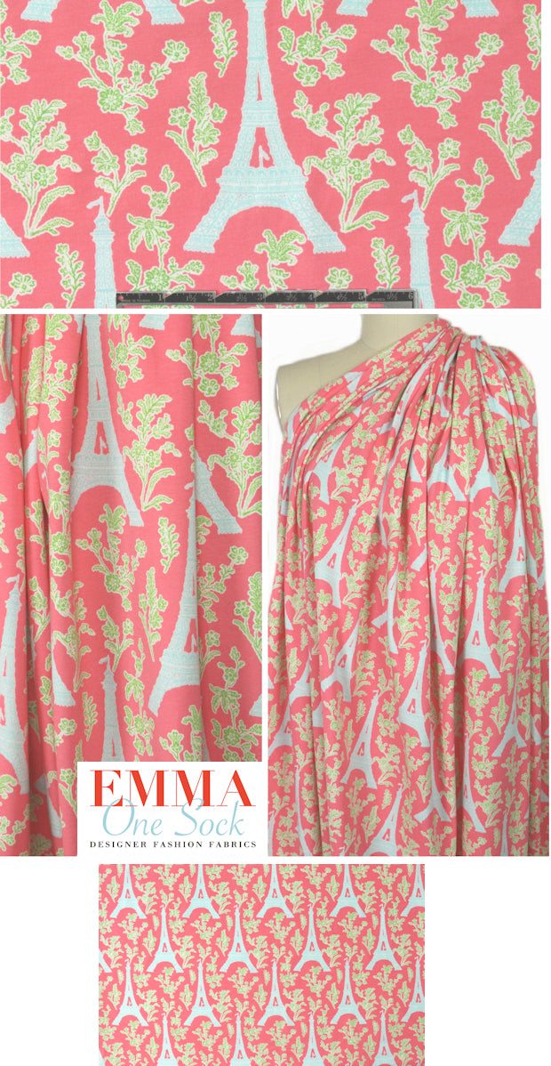 Bedhe@d coral/aqua Eiffel COTTON/lycra knit