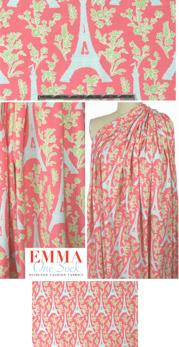 Bedhe@d coral/aqua Eiffel COTTON/lycra knit