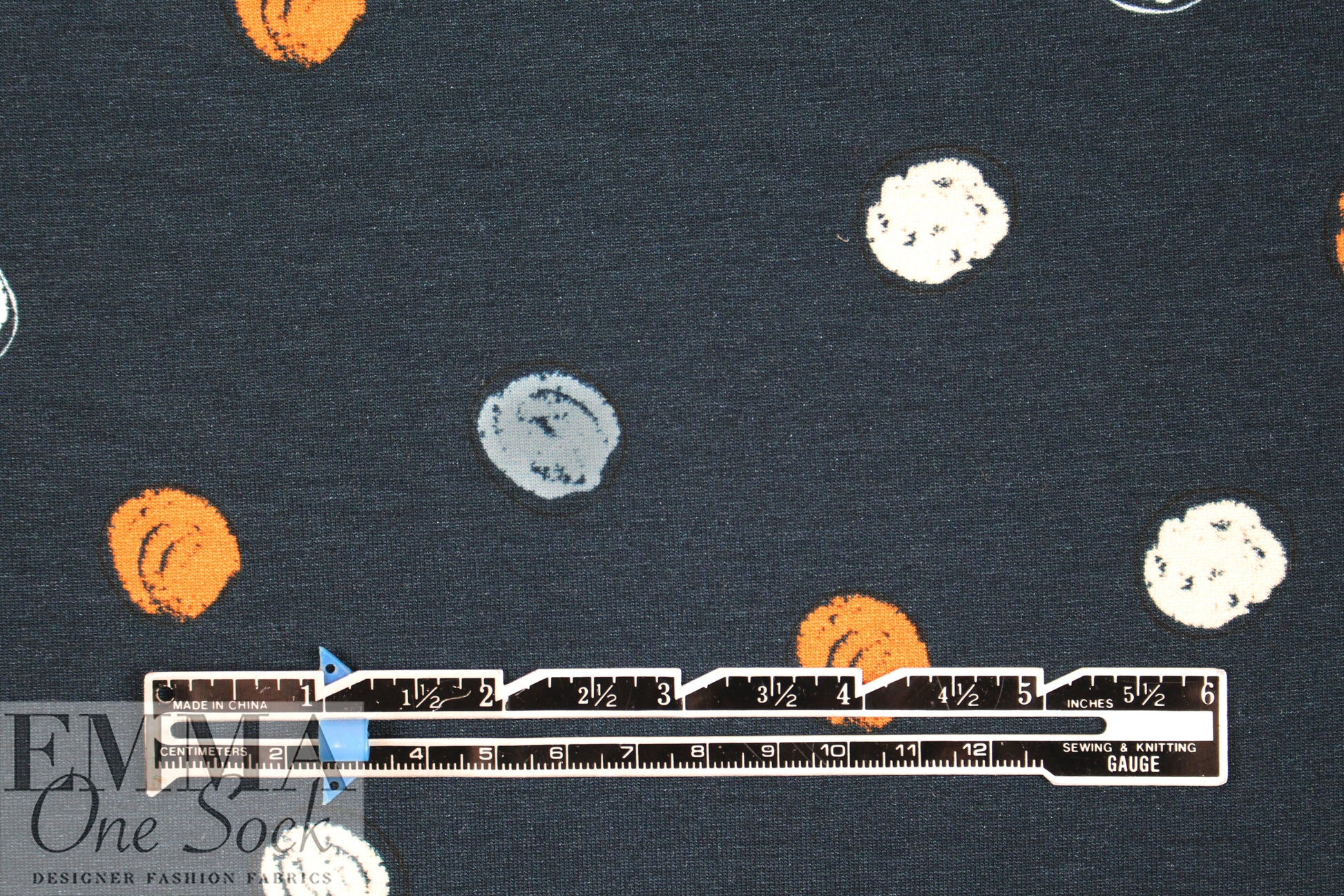 French doodle dot graphic visc/span knit - midnight .625 yds