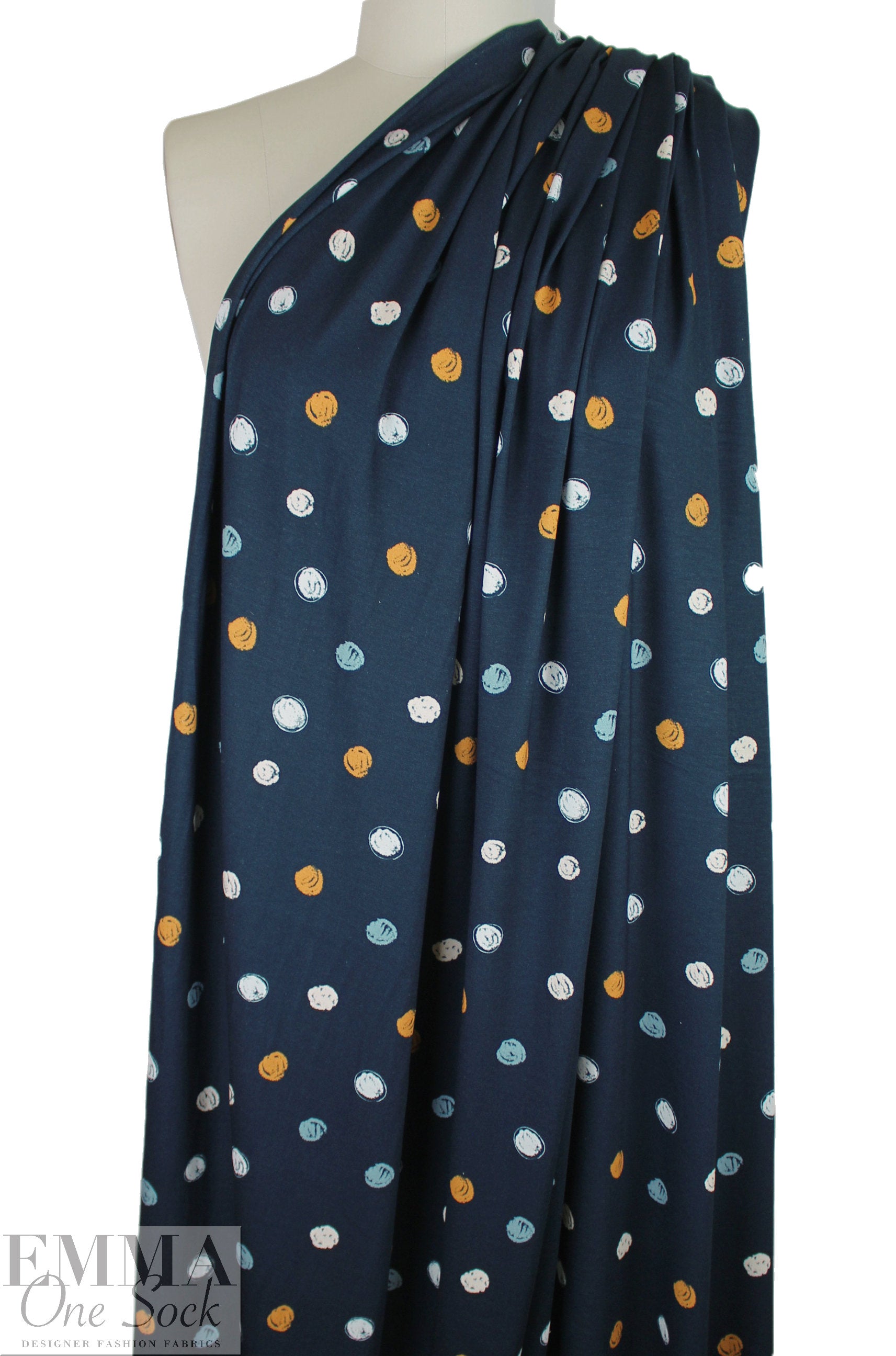 French doodle dot graphic visc/span knit - midnight .625 yds