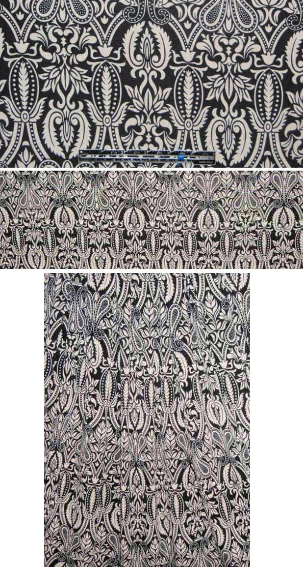 black/sand fleur-de-lis design poly/lycra knit