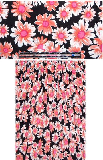 digital daisies poly/lycra knit - coral/pink 1.5 yds