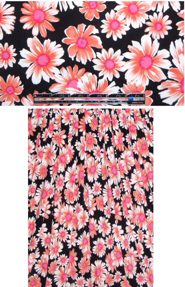 digital daisies poly/lycra knit - coral/pink 1.20 yds