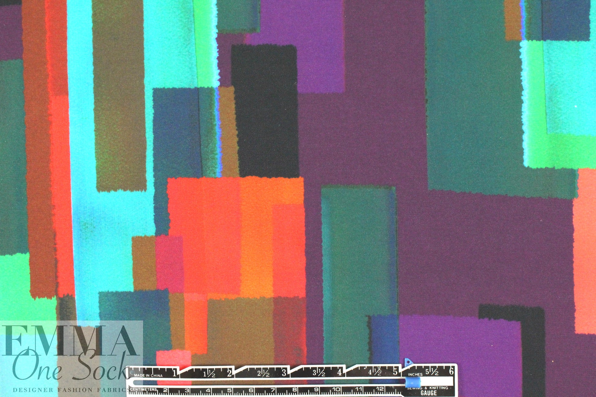 CA designer 'color study' abstract print ITY knit 1 yard*minor flaw*