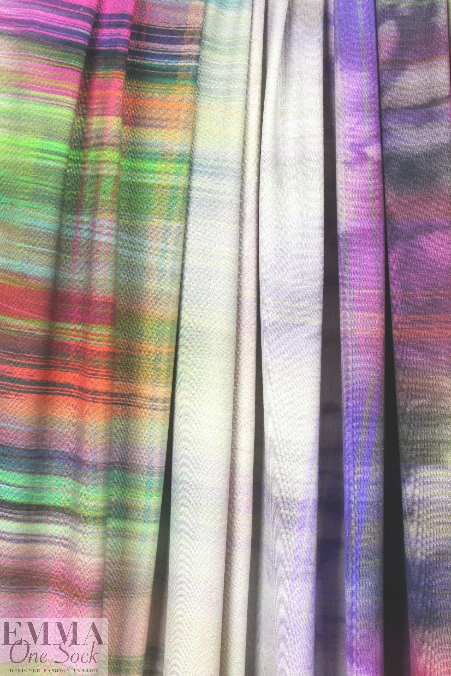 Italian digital batiky plaid ombre' viscose/spandex knit