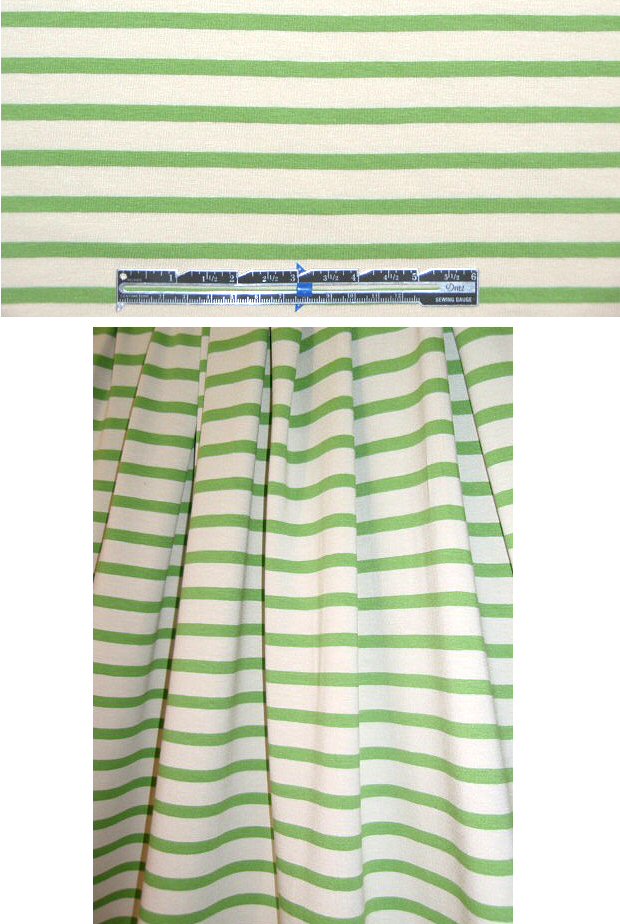 Yansi Fuge1 spearmint/almond stripe rayon/lycra knit 2.25 yds