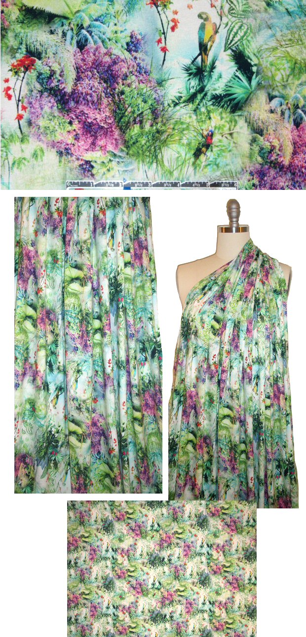 Italian 'birds in paradise' viscose/lycra knit