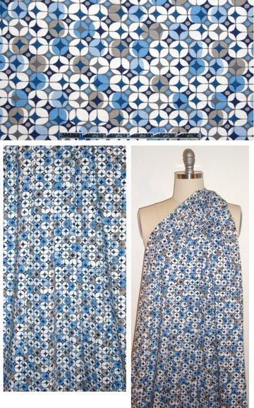Italian blue/marine/taupe graphic visc/lycra knit 1.45 yd