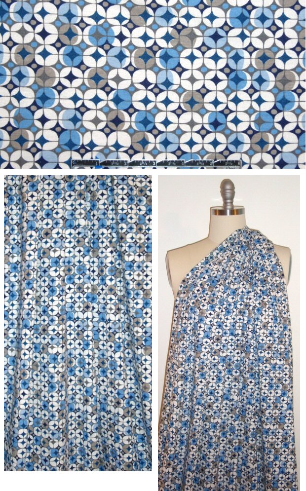 Italian blue/marine/taupe graphic visc/lycra knit 1.875 yds