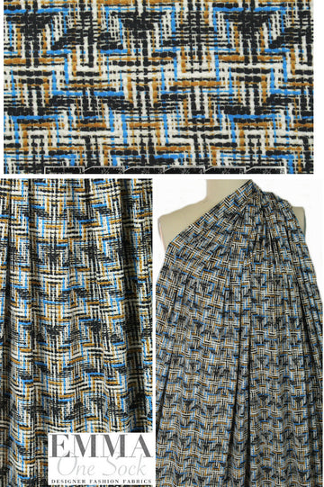 Italian basketweave graphic viscose/lycra knit 1.375 yds