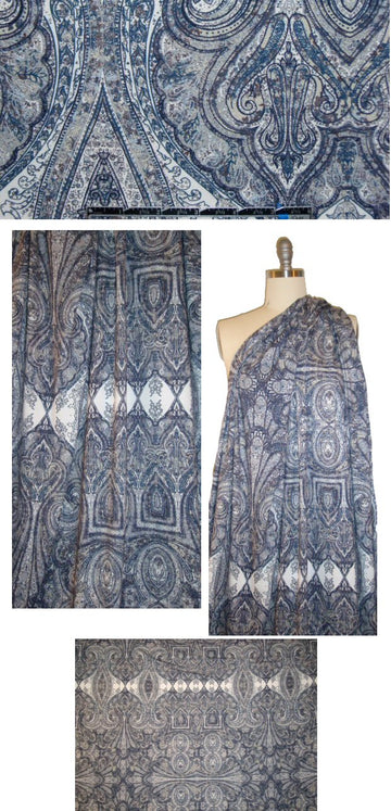 Italian gray/black/navy paisley motif knit
