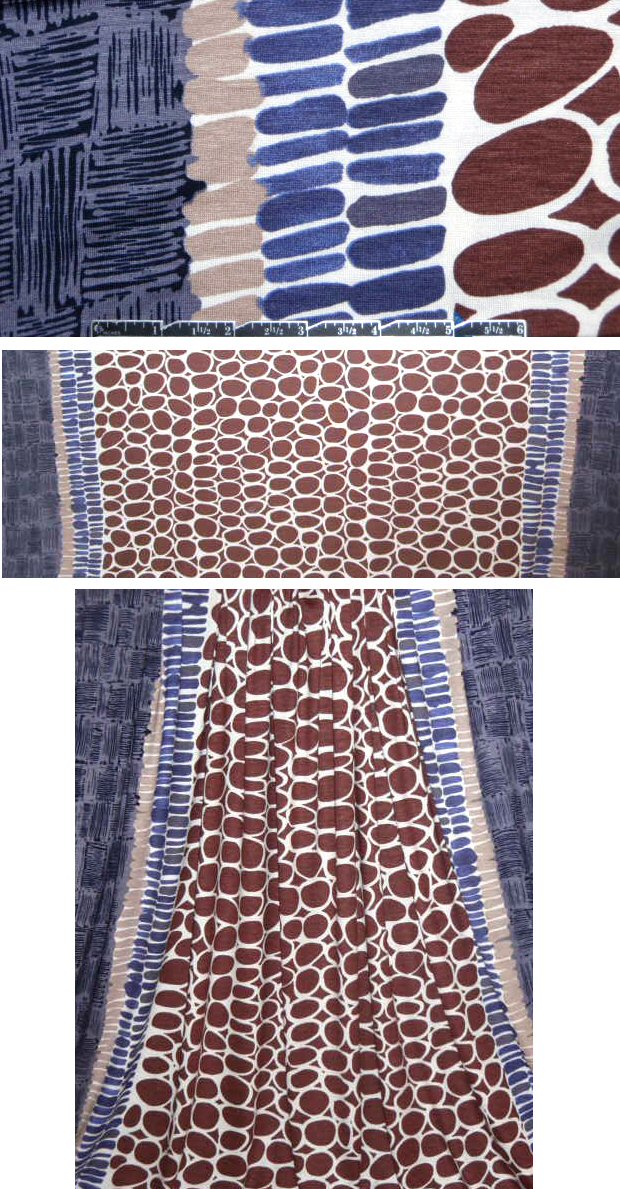 NY designer double bordered graphic rayon/lycra knit