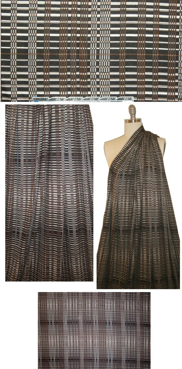 Italian earthtones techno grid visc/lycra knit 1.75 yd