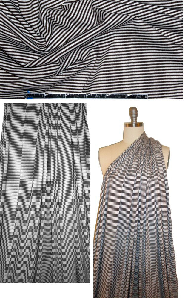 designer espresso/white thin stripe cotton/lycra knit