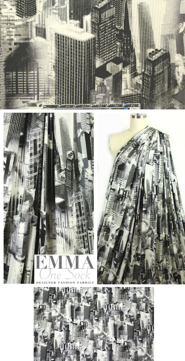 French digital viscose knit - city scape