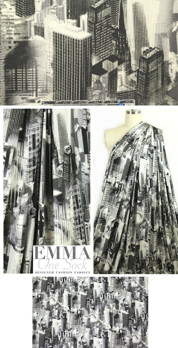 French digital viscose knit - city scape