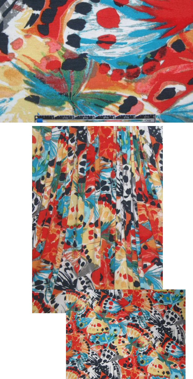 NY designer monarch mania rayon/lycra knit 1 yard