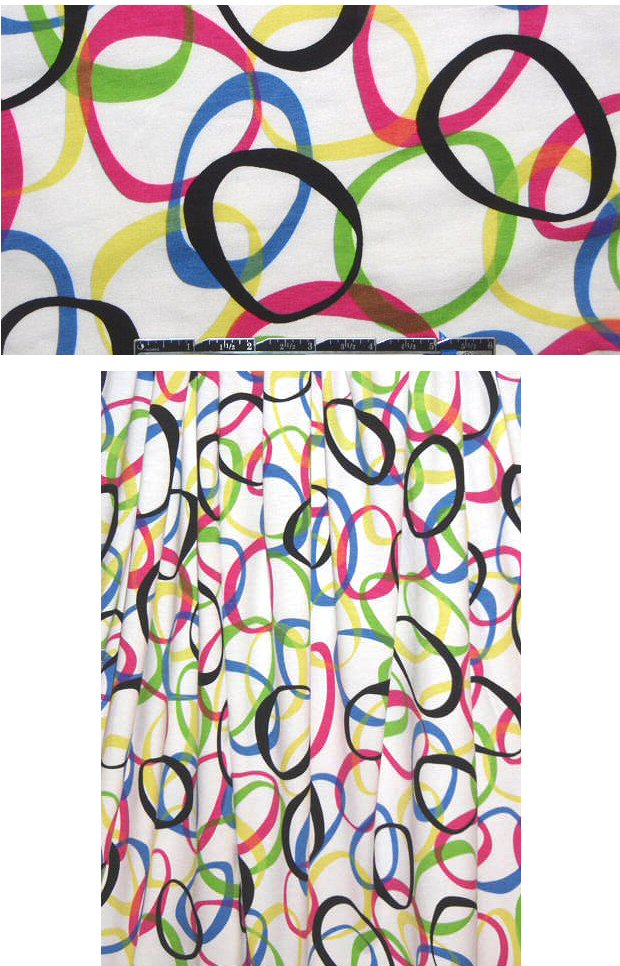 NY designer 'ring toss' rayon/lycra knit
