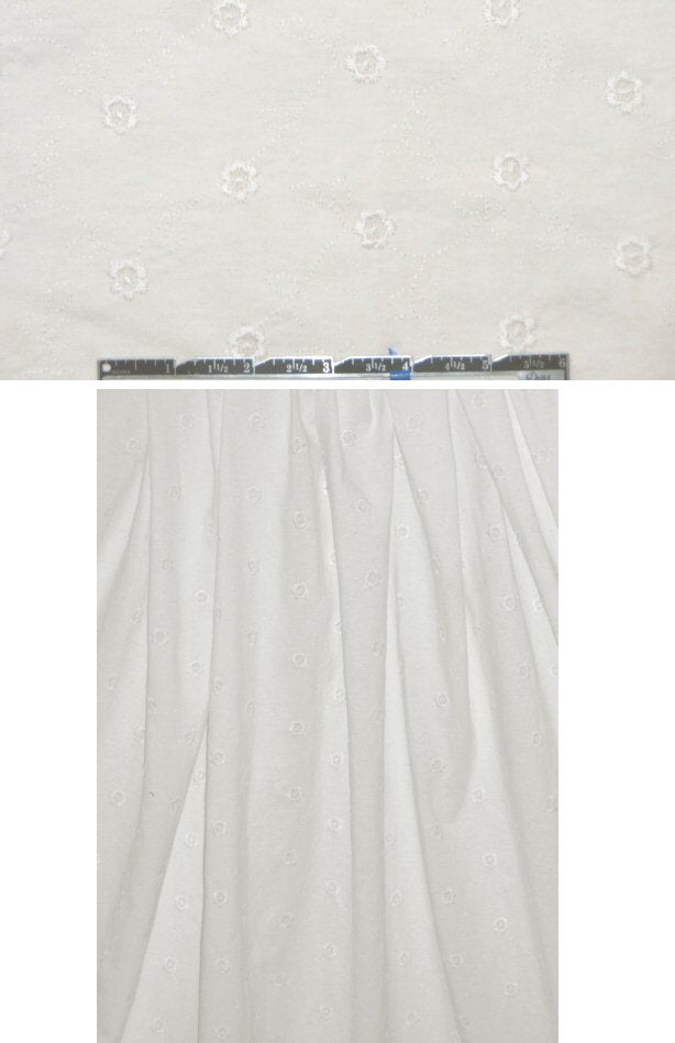embroidered 100%  cotton knit - soft white