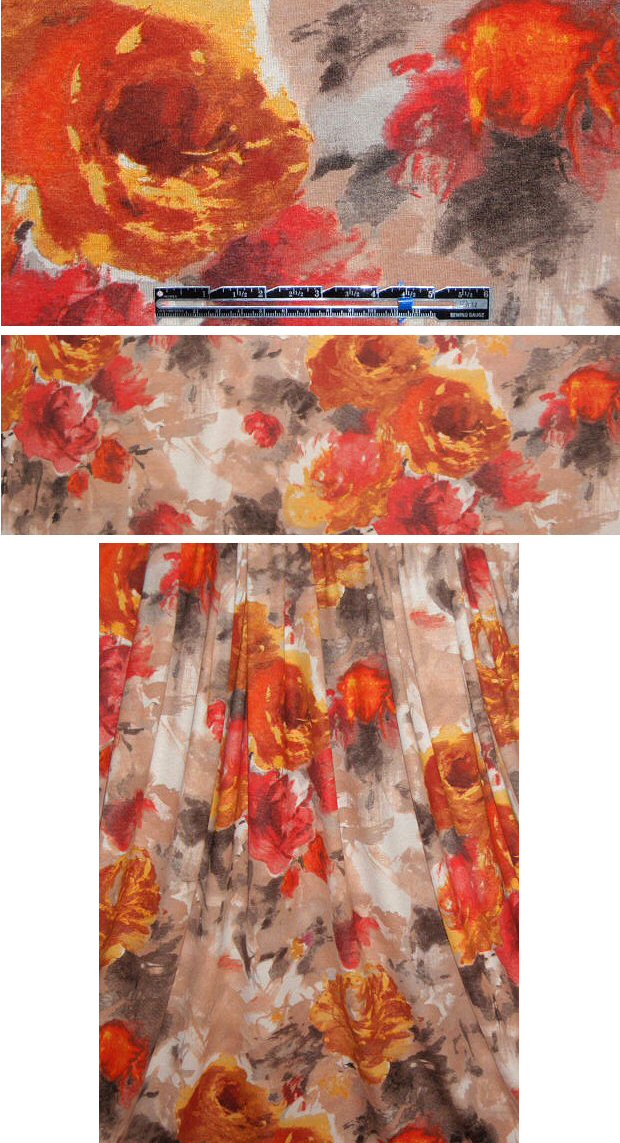 Italian vintage autumn flowers rayon/lycra knit