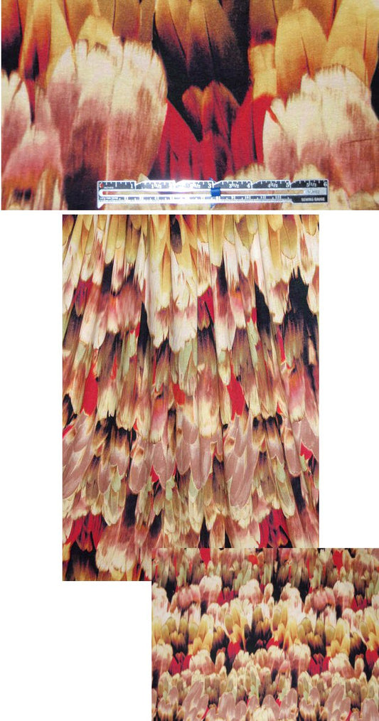 French 'fiery feathery' print digital knit