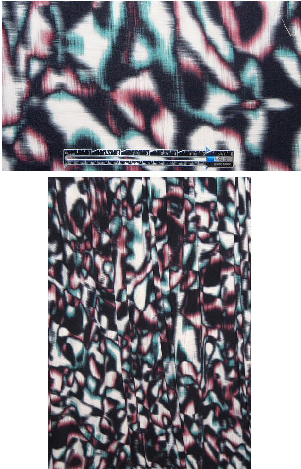 NY designer raspberry/teal fuzzy graphic knit