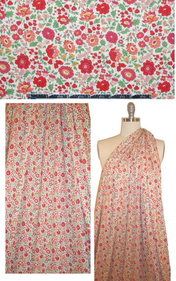 Liberty Art Fabrics red/green/cream floral r/l knit 1.33 yd
