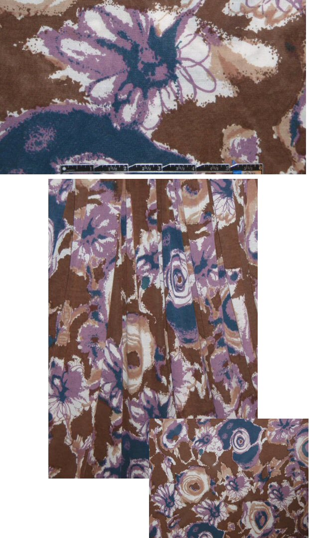 NY designer lilac/sienna floral featherweight knit 1.5 yd