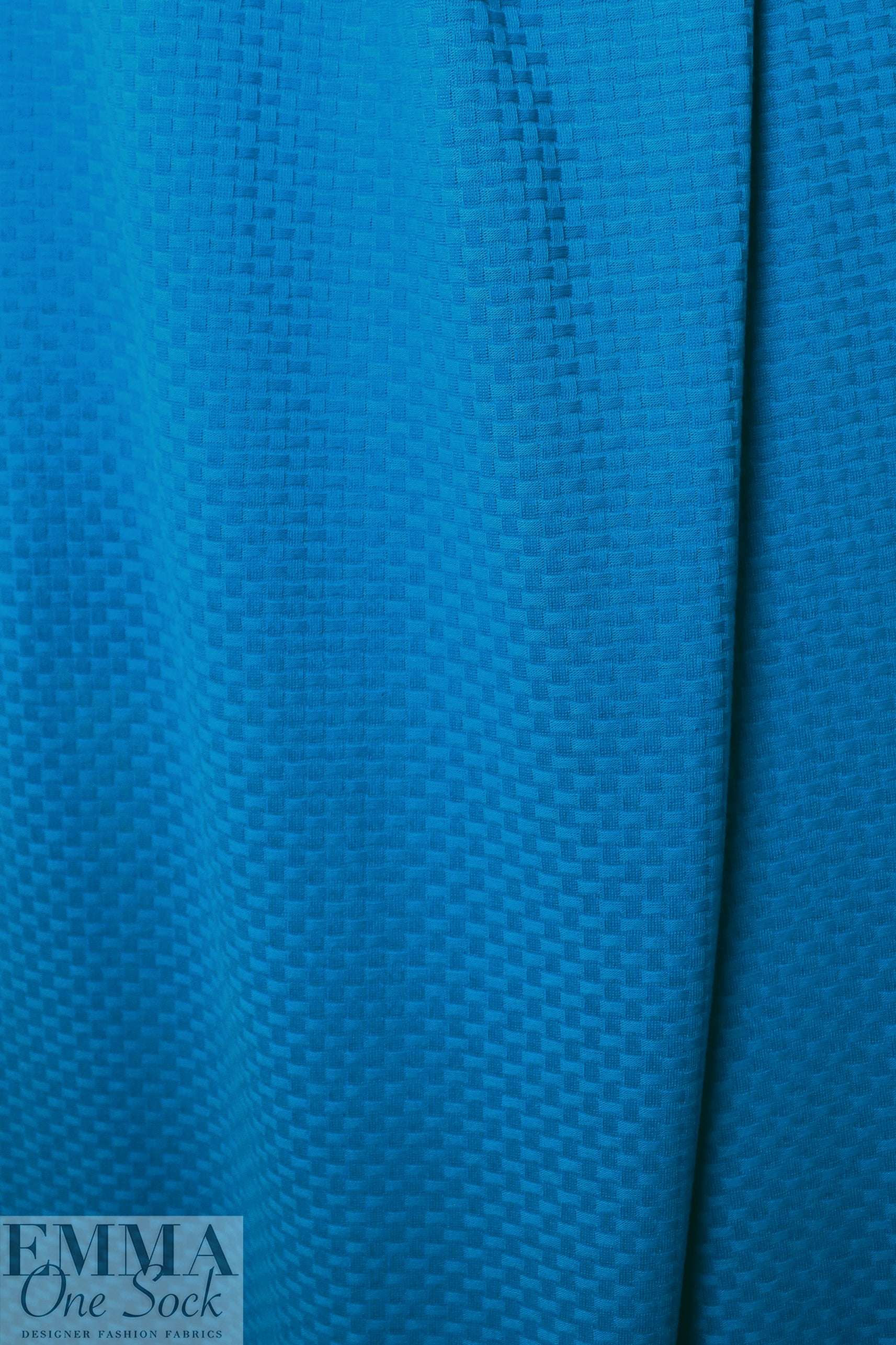 organic cotton GOTS 'wicker stitch' sweater knit - blue 1.25 yd