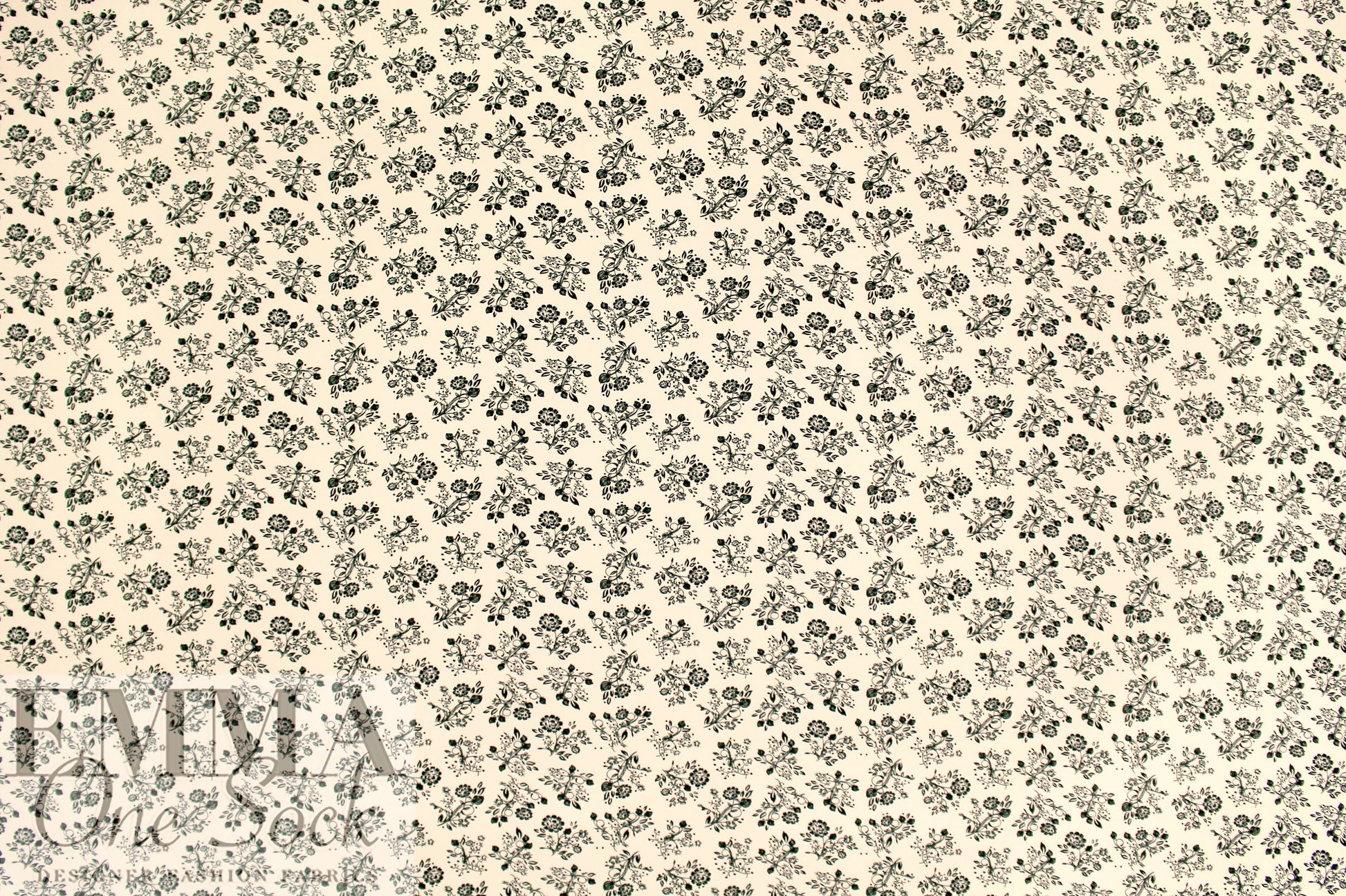 Rache1 Comey black floral on alabaster matte jersey knit .5 yds