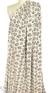 Rache1 Comey black floral on alabaster matte jersey knit .5 yds